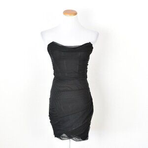LEAU Caro Corset Black Mesh Mini Dress NEW - M